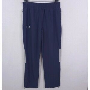 Under Armour Heatgear Pants Loose Fit Blue Squad Woven Storm Warm Up Size Large